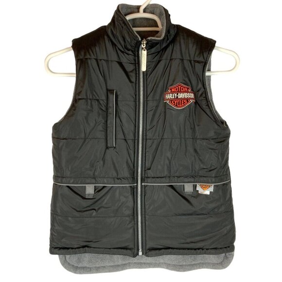 Harley-Davidson Womens Reversible Insulated Vest Size M Gray/Black Embroidered - Picture 5 of 10